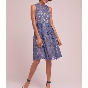 Donna Morgan High Neck Lace overlay dress